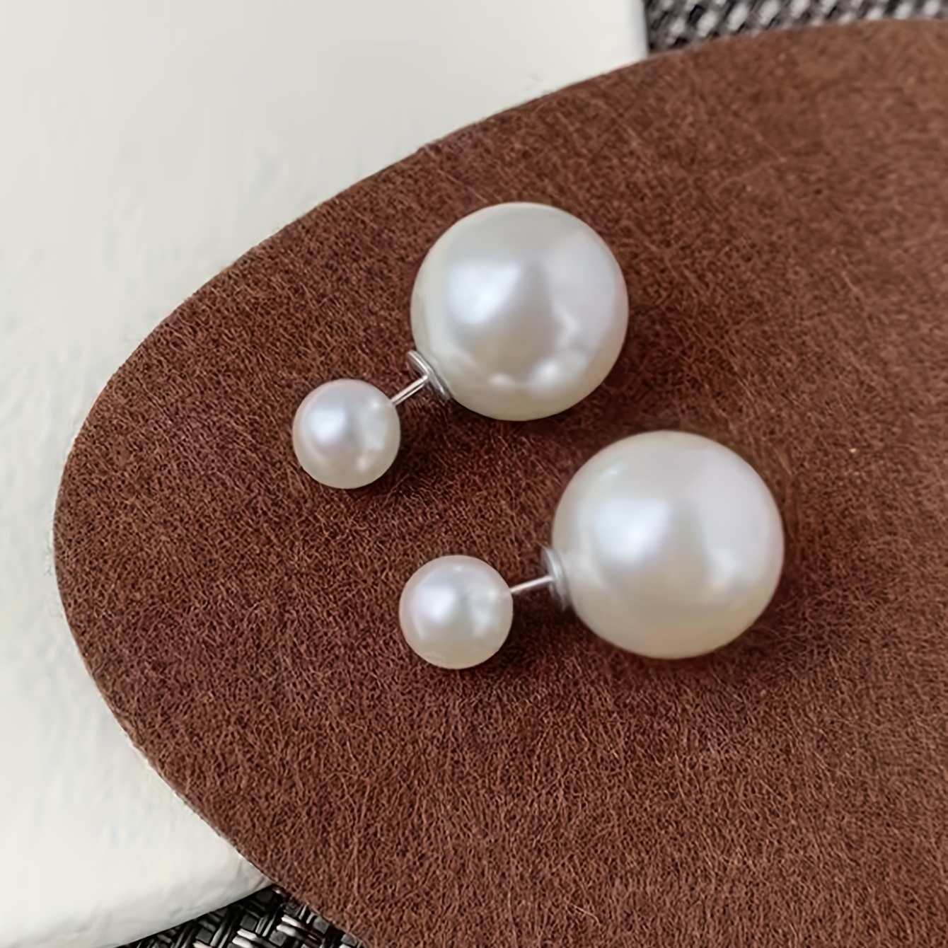 Faux Pearl Plastic Stud Earrings For Sensitive Ears White - Temu