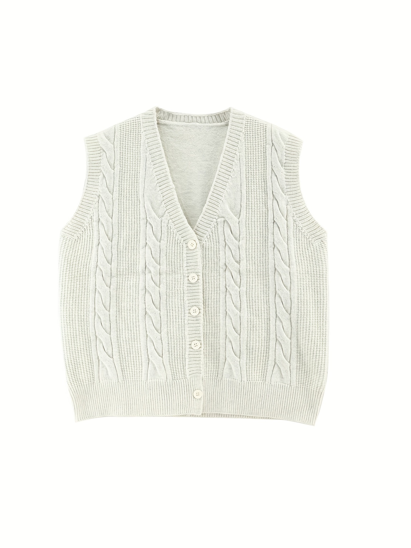 Women's Sweater Vest Oversized Cable Knitted V Neck Loose - Temu