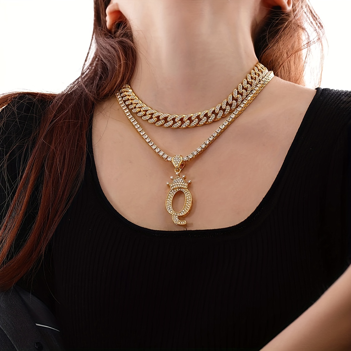Chain Link Monogram Pendant Necklace