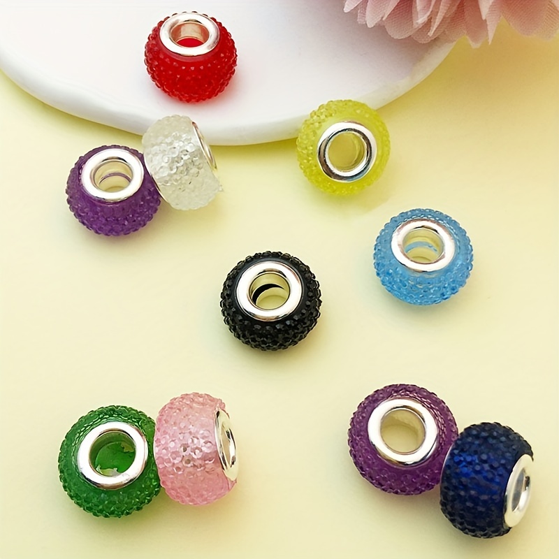 Round Resin Beads Loose Spacer Charm Beads Big Hole Jewelry - Temu