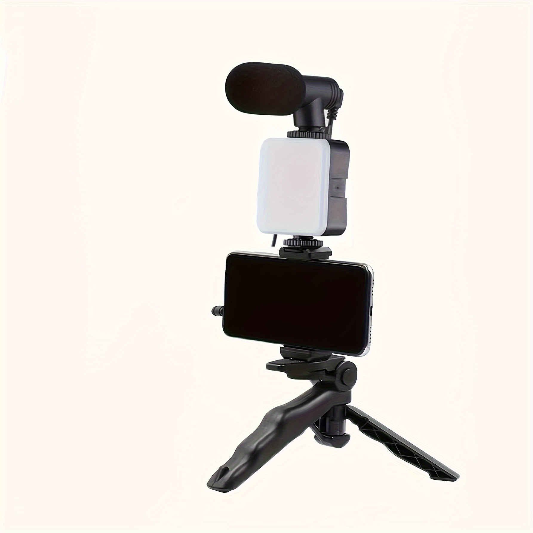 Kit de luz y micrófono para teléfono inteligente, trípode portátil para  teléfono móvil con micrófono y luz, set para transmisión en vivo