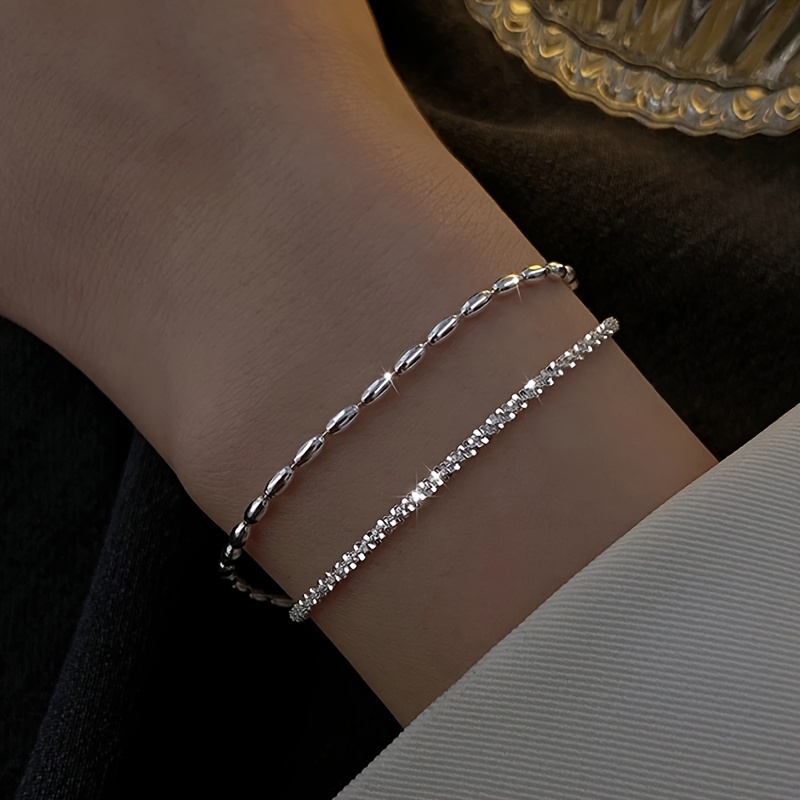 Thin silver 2025 chain bracelet