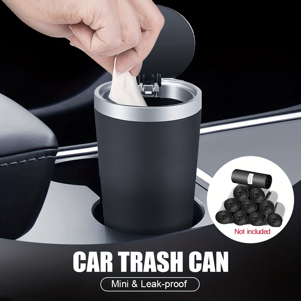 Car Trash Can Mini Car Trash Can Bin With Lid Leakproof Car - Temu