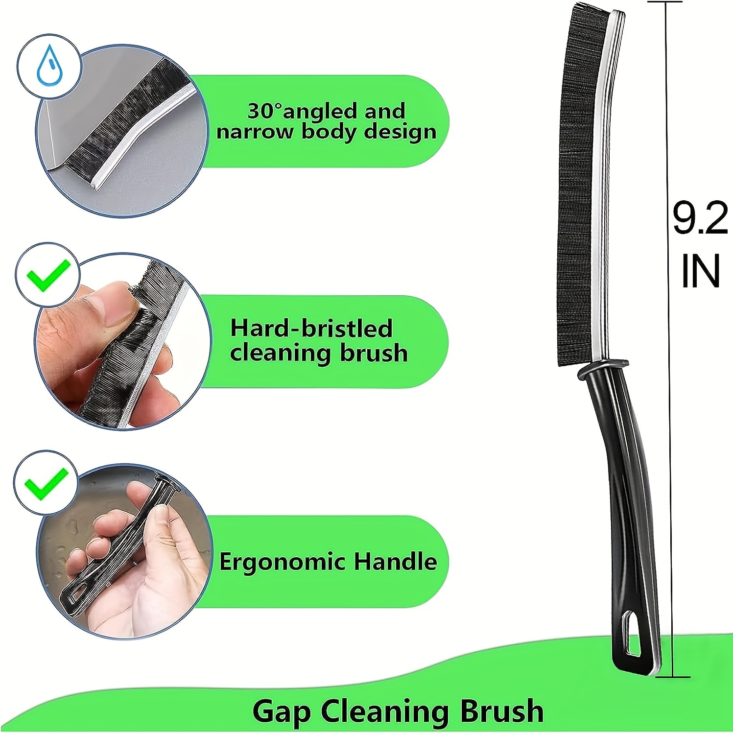4 Groove Cleaning Brush With 2 Hook, Long Handle Hard Bristle