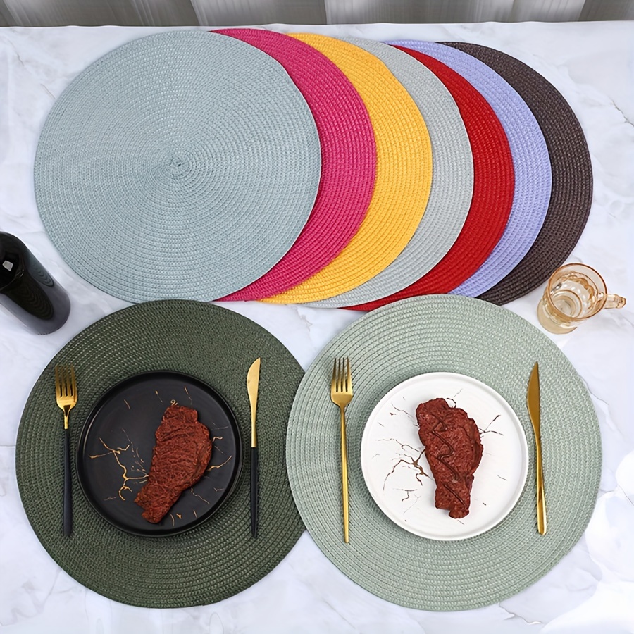 Round Woven Placemats Heat Resistant Wipeable Placemat Non Slip