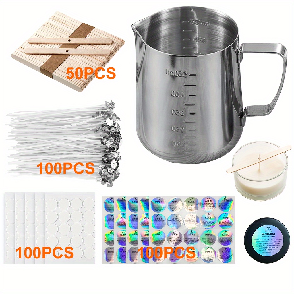 DIY Candle Making Kit with Measuring Pot, Wicks, Stickers, Wick