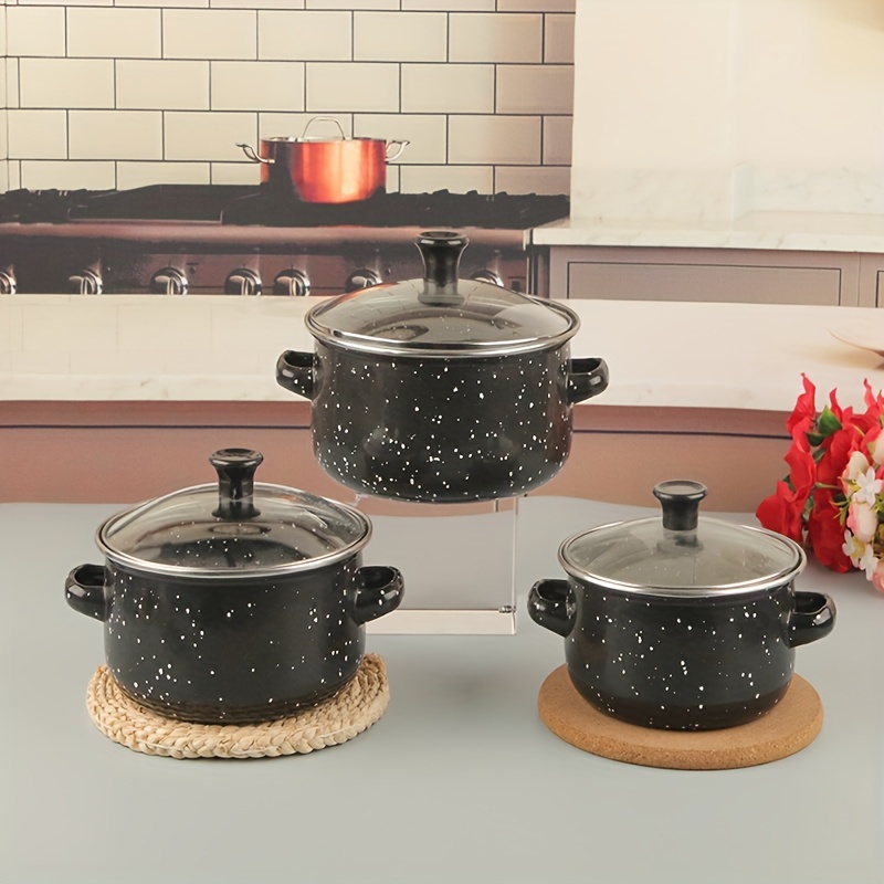 Pots Kitchen Black Enamelled, Enamel Stock Pot Lid