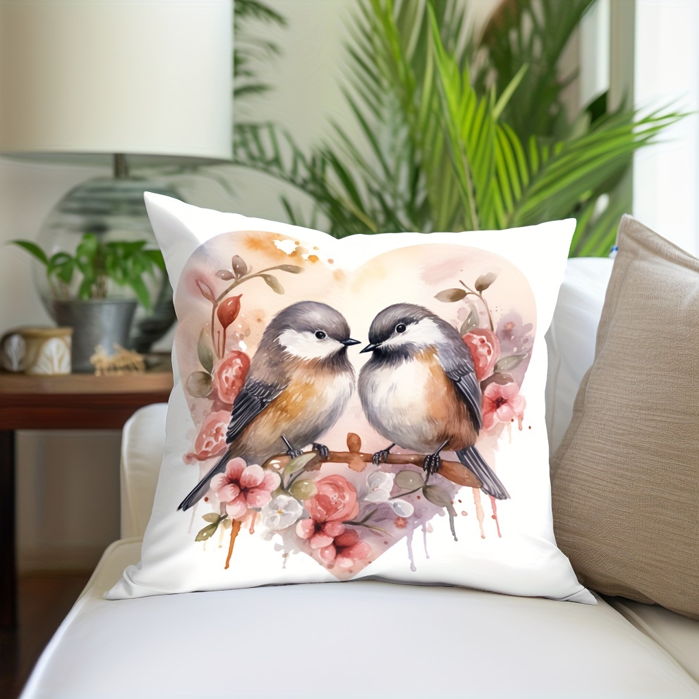 Living Room Throw Pillows, Decorative Sofa Pillows, Bird Throw