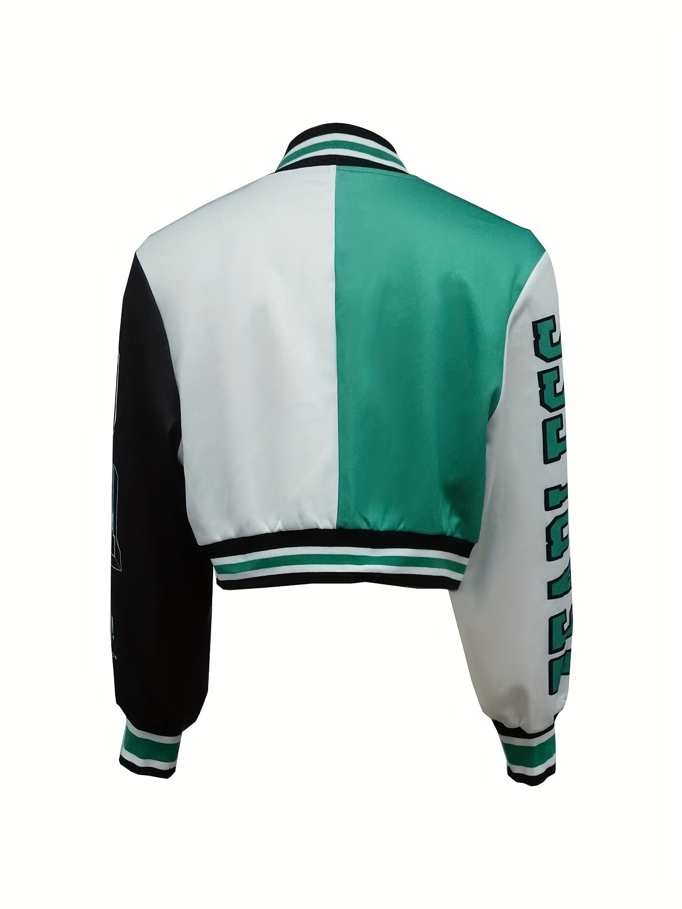 Letterman varsity jacket in dark teal w/ black quilted sleeves