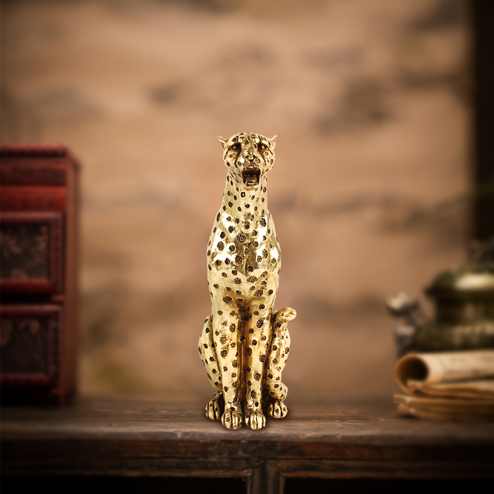  Gold Cheetah Statue 10 Long Leopard Statues Home Decor Antique  Golden Animal Sculpture Figurine Tabletop Bookshelf Display : Home & Kitchen