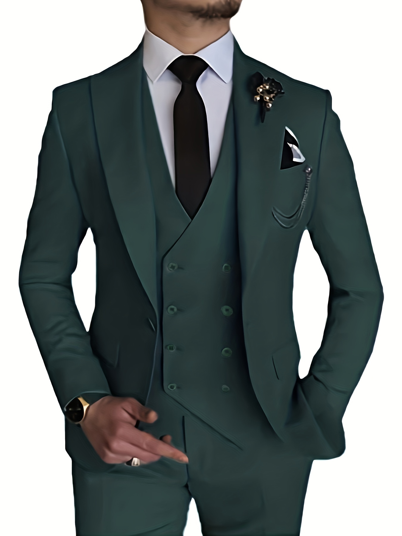 Green Men 3 Piece Suit Slim Fit Groom Party Prom Dinner Tuxedo Wedding  Suits