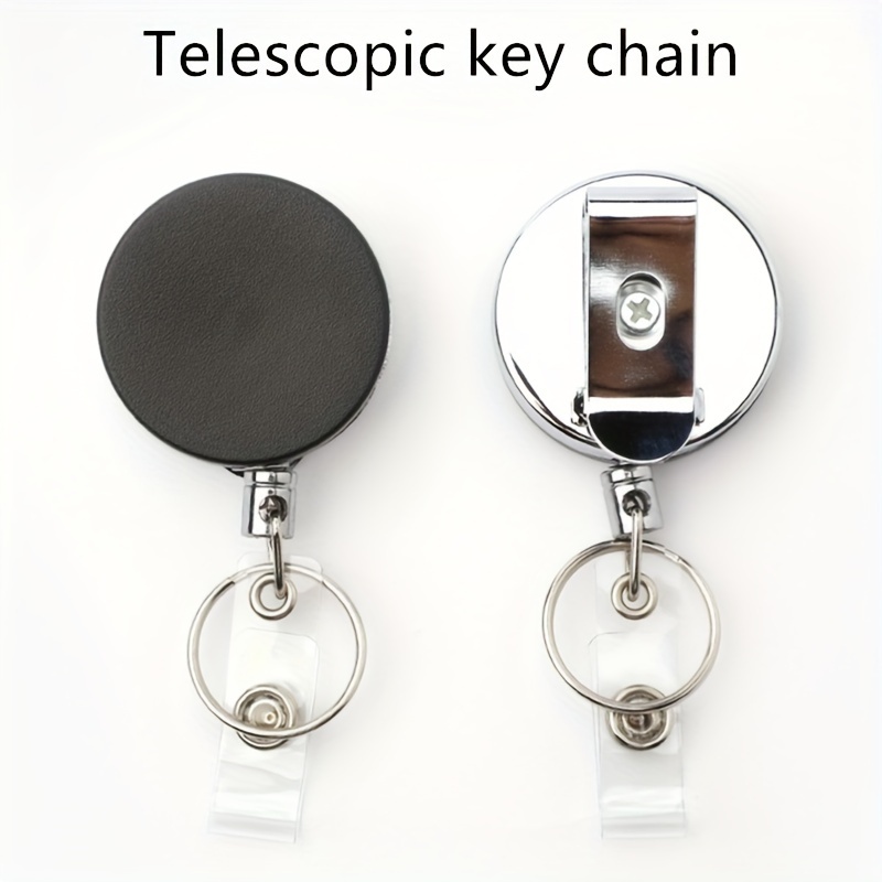 Retractable Key Chain For Men, Heavy Carabiner Badge Clip, Tactical ID Card  Reel With Steel Retractable Rope