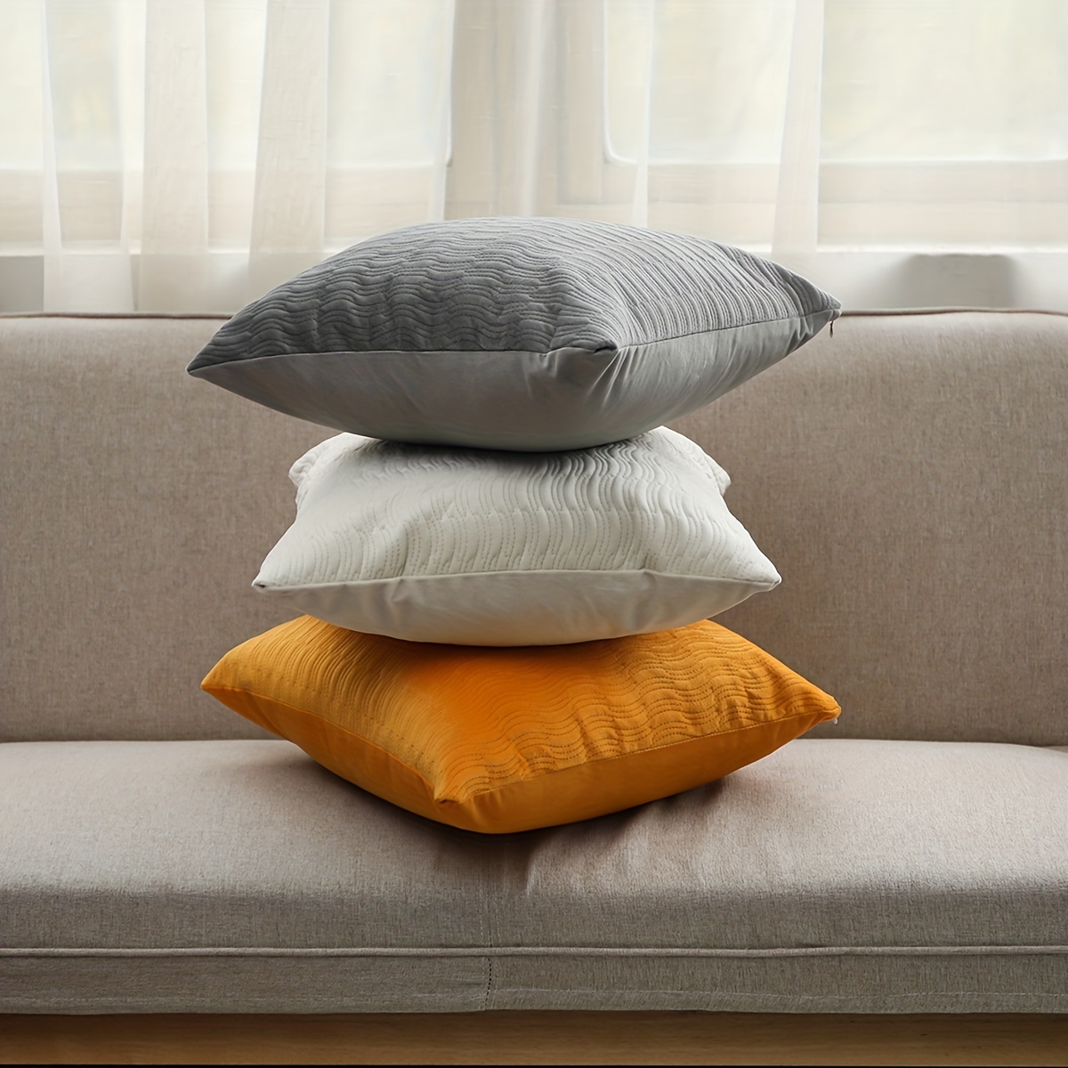 Throw Pillow Cover 18x18 Inch Pleated Decorative Soild Soft Velvet
