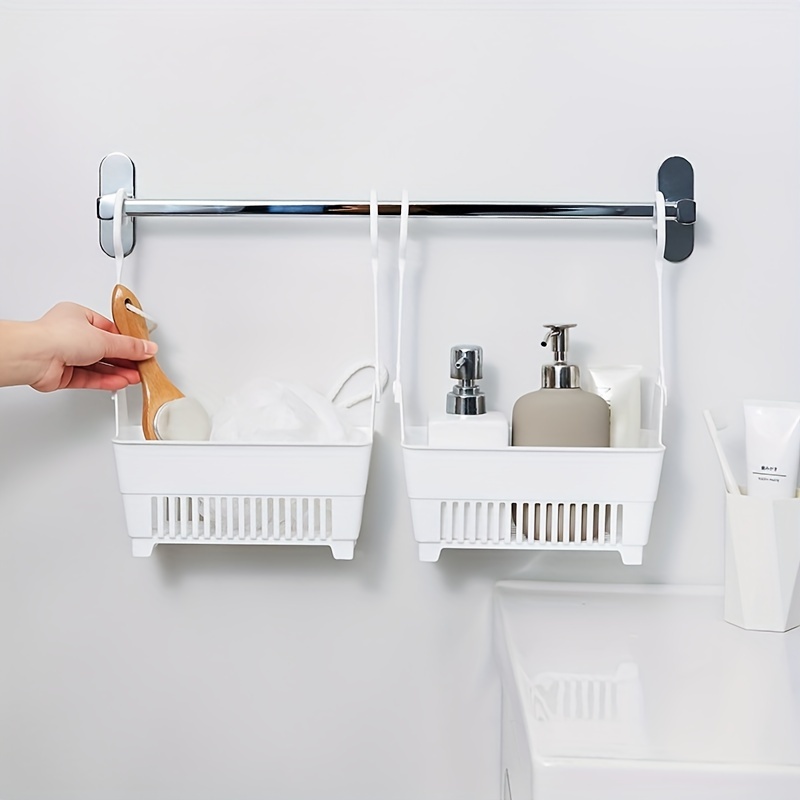 Bathroom Hanging Toiletries Storage Basket, Stackable Drain Basket