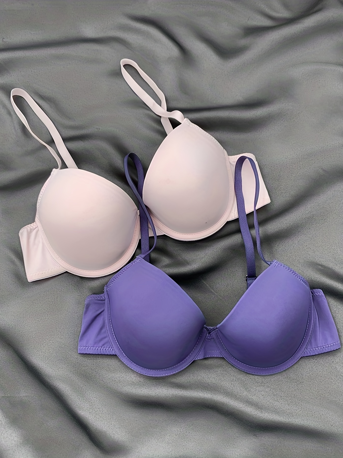 2pcs Comfy Glossy Everyday Bras, Smooth Push Up T-shirt Intimates Bras,  Women's Lingerie & Underwear