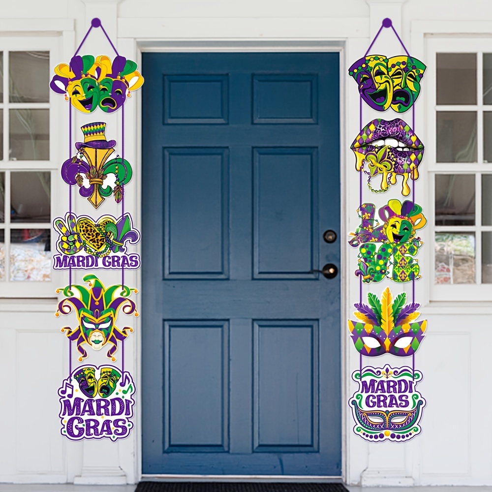 Mardi Gras Door Banner, 71'' x 12'' Mardi Gras Sign Banner, Mardi Gras Door  Decorations, Mardi Gras Party Supplies for Home Decorations Purple Outdoor