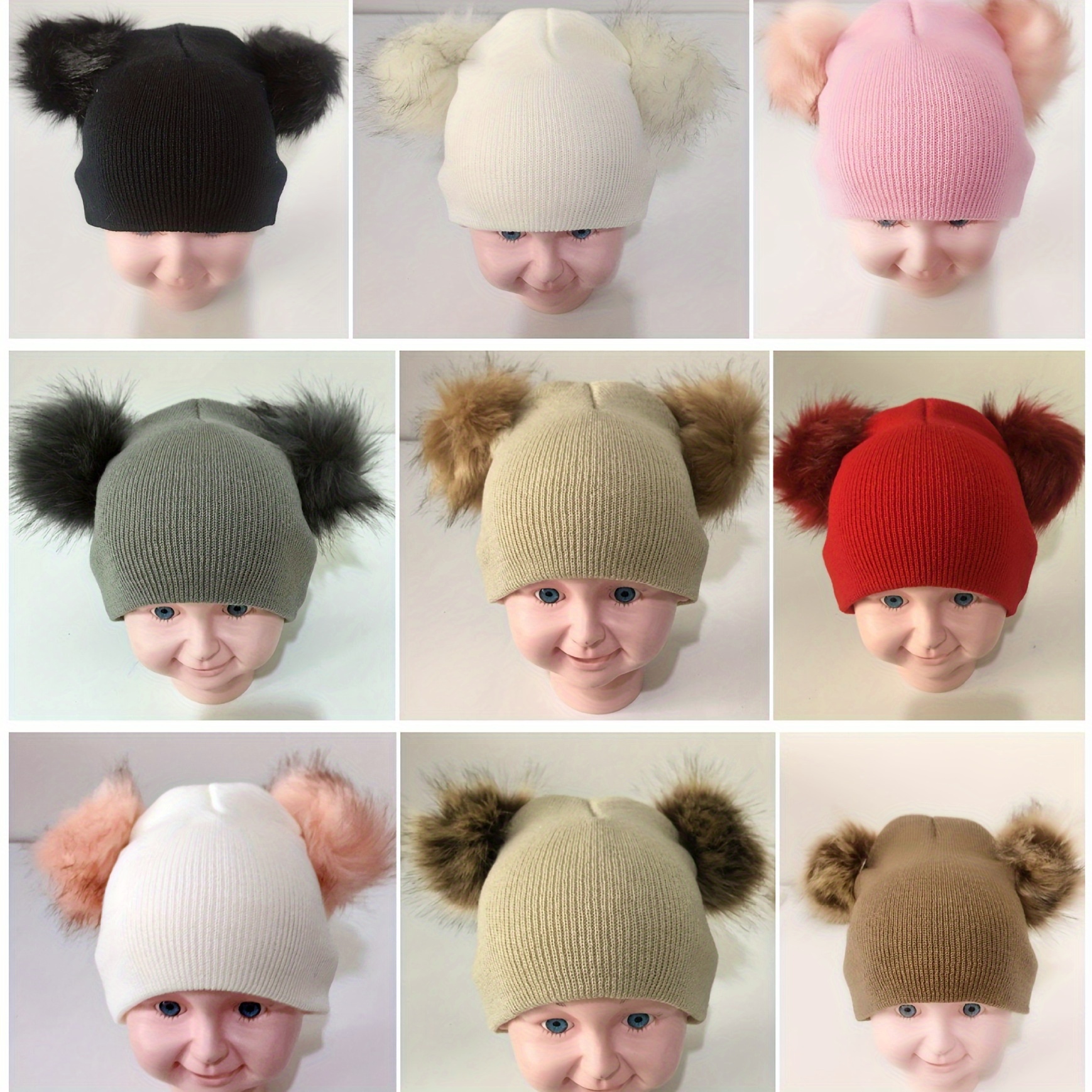Hot Item] Dual POM Poms Ball Knitted Baby Caps Boys Girls Toddler
