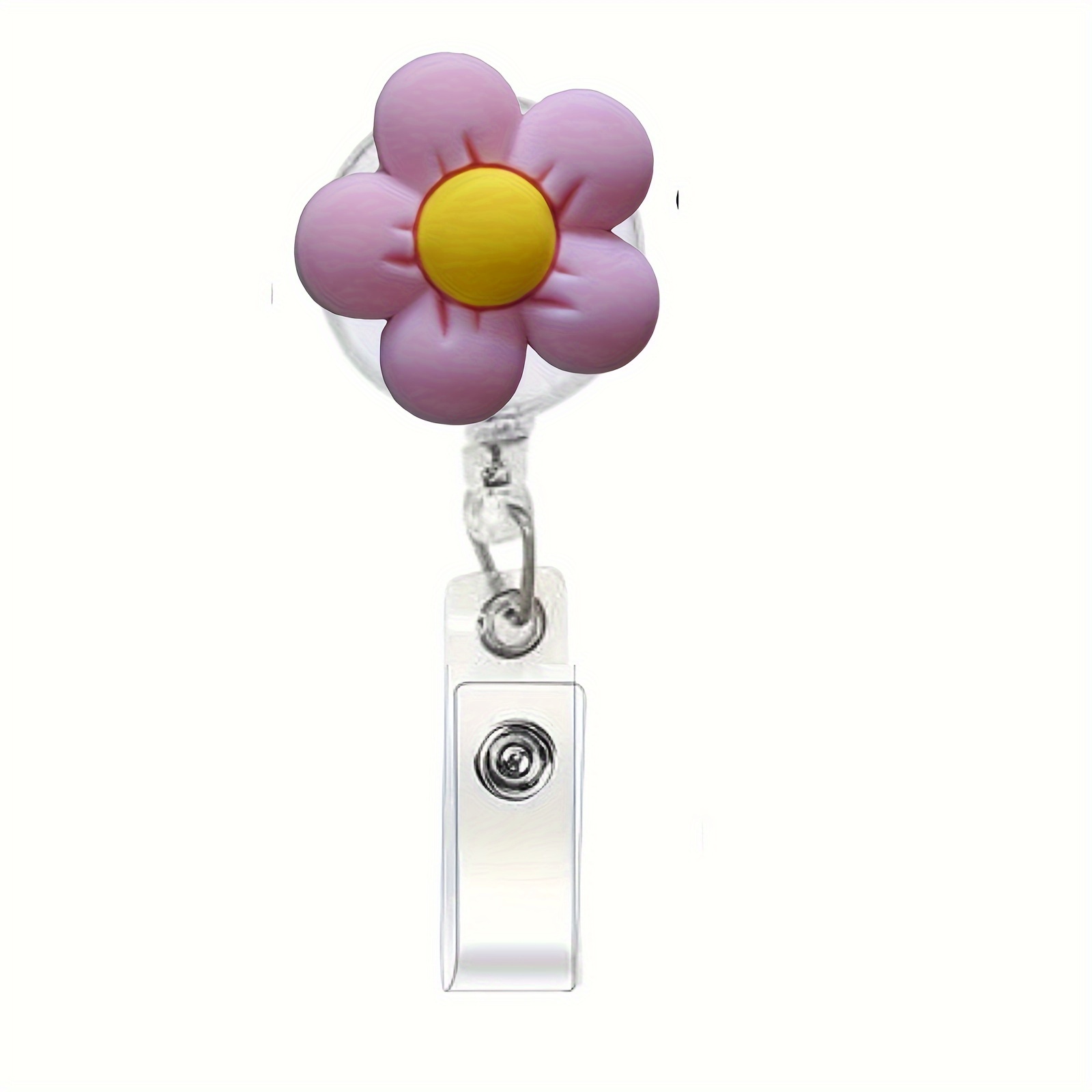 Colorful Resin Flower Button Card Clips Retractable Badge - Temu