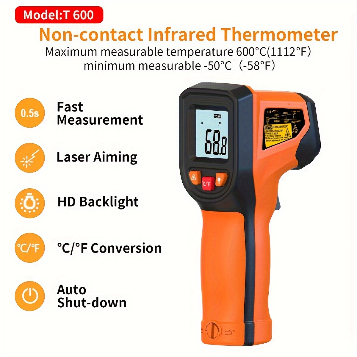 INSTEN Temperature Thermometer Handheld Digital LCD IR Infrared Laser Gun