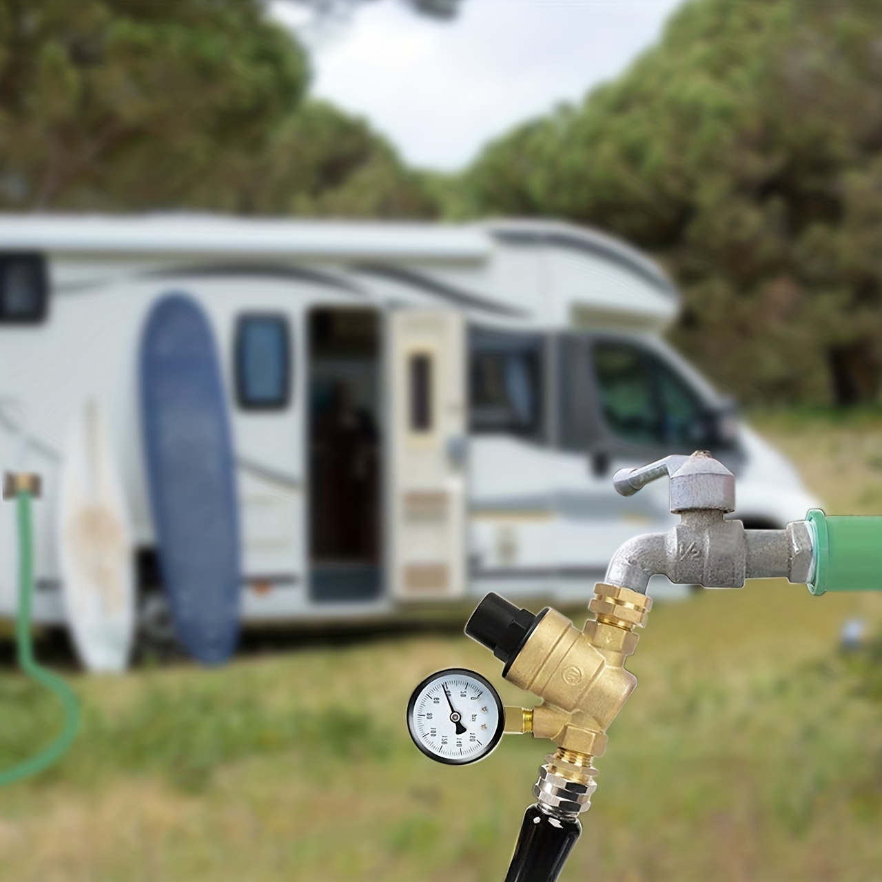 Acheter Valve de régulateur de pression d'eau pour camping-car, tuyau  d'arrosage en laiton, régulateur de pression avec jauge, remorque de  voyage, accessoires de camping-car