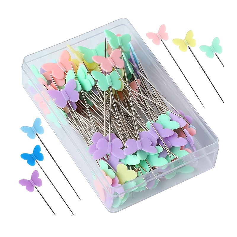 

100pcs Button Head Straight Pin Sewing Pins For Fabric Quilting Multicolor Flat Heads Straight Pins Diy Craft Sewing Accessories