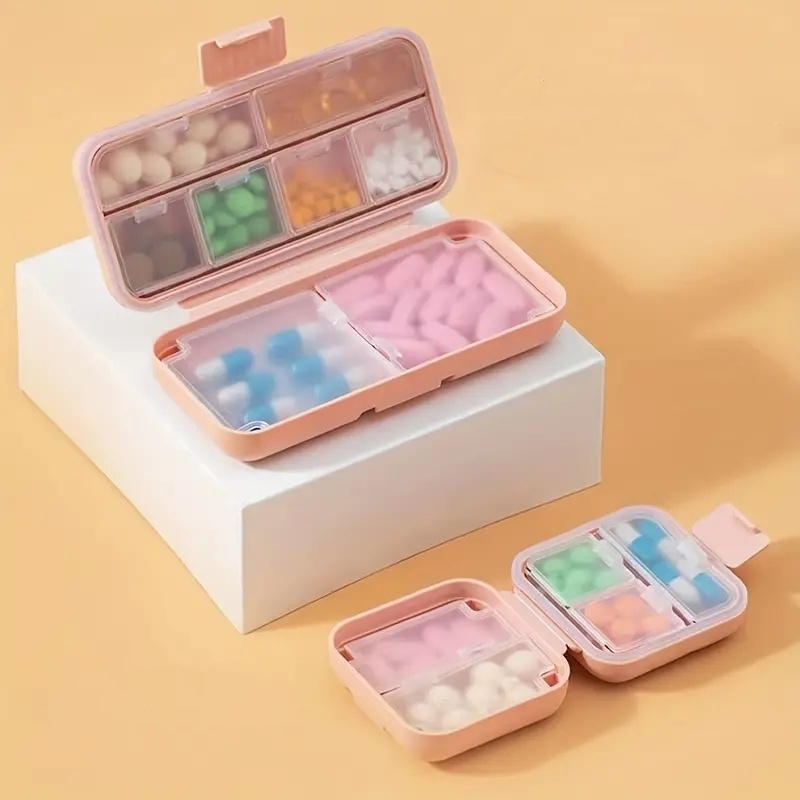 2 Pocket Pill Caddy Travel Plastic Container Medicine Tablet Case Vitamin  Holder