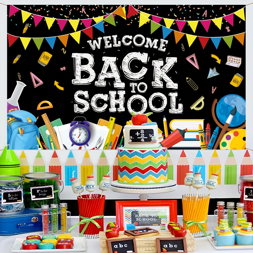 1pc Welcome Back To School Backdrop Decorations Supplies Hanging Banner  First Day Of School Photo Booth
