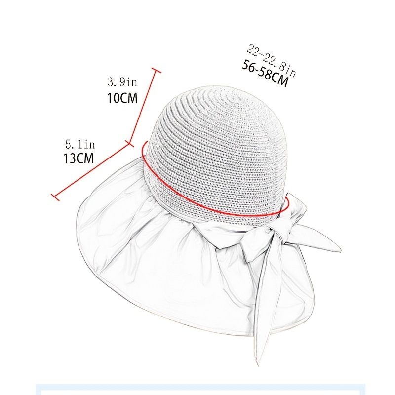 Stylish Wide Brim Straw Hat Bow Decor Pleated Uv Protection - Temu Canada