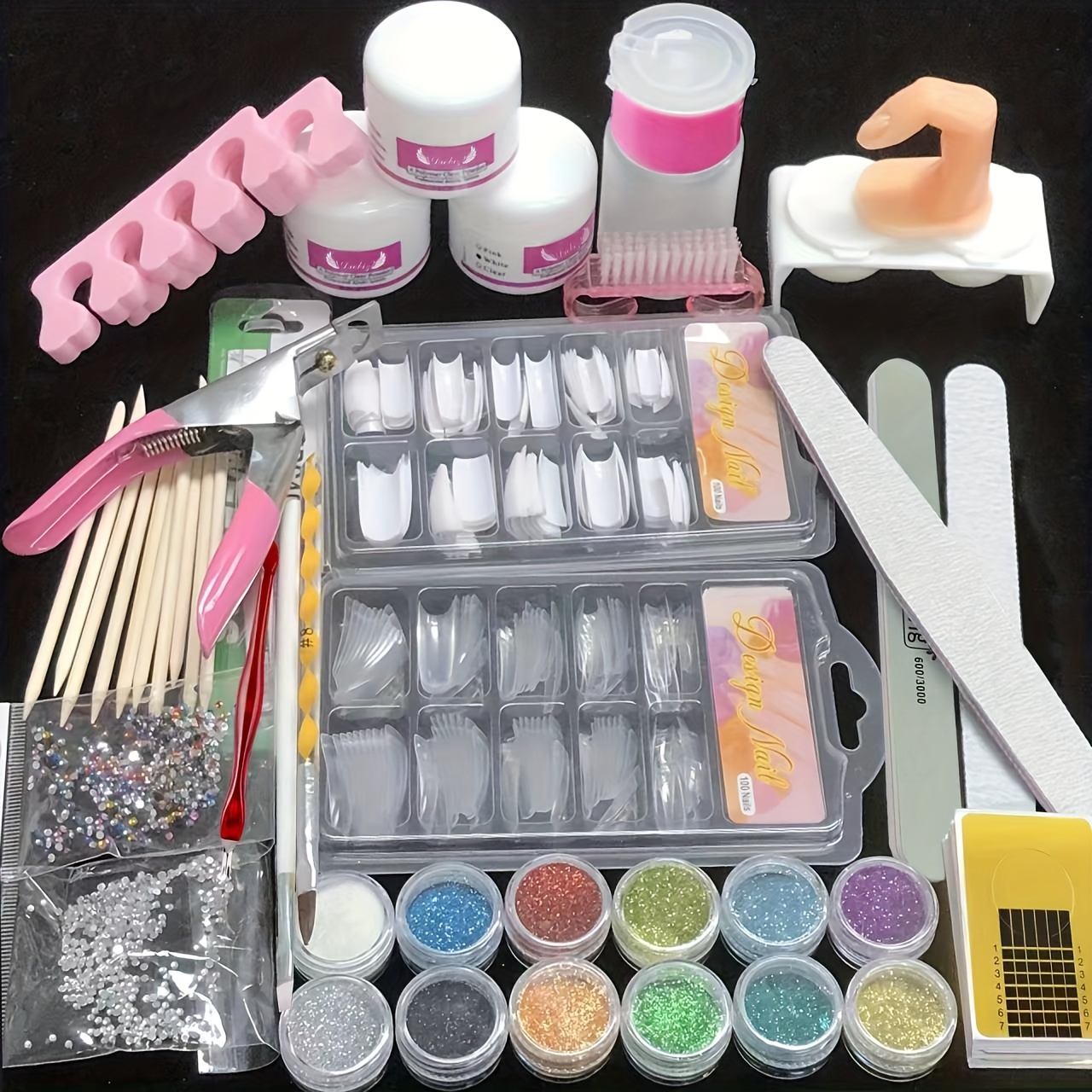Acrylic Nail Tool Set Glitter Acrylic Powder Kit Acrylic - Temu