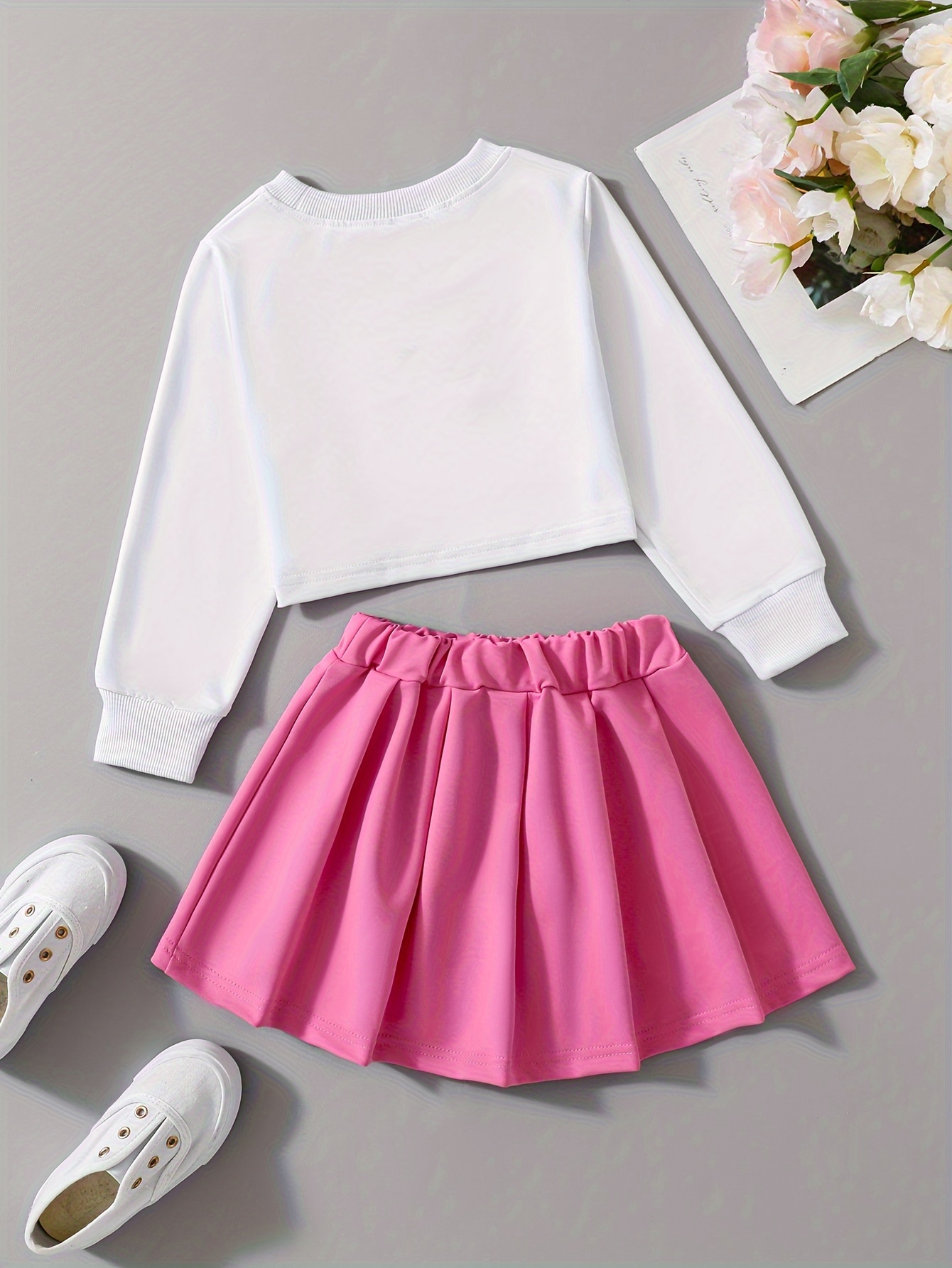 Kids Girls Outfits Clothing Sets for Kids Flower T-shirt Solid