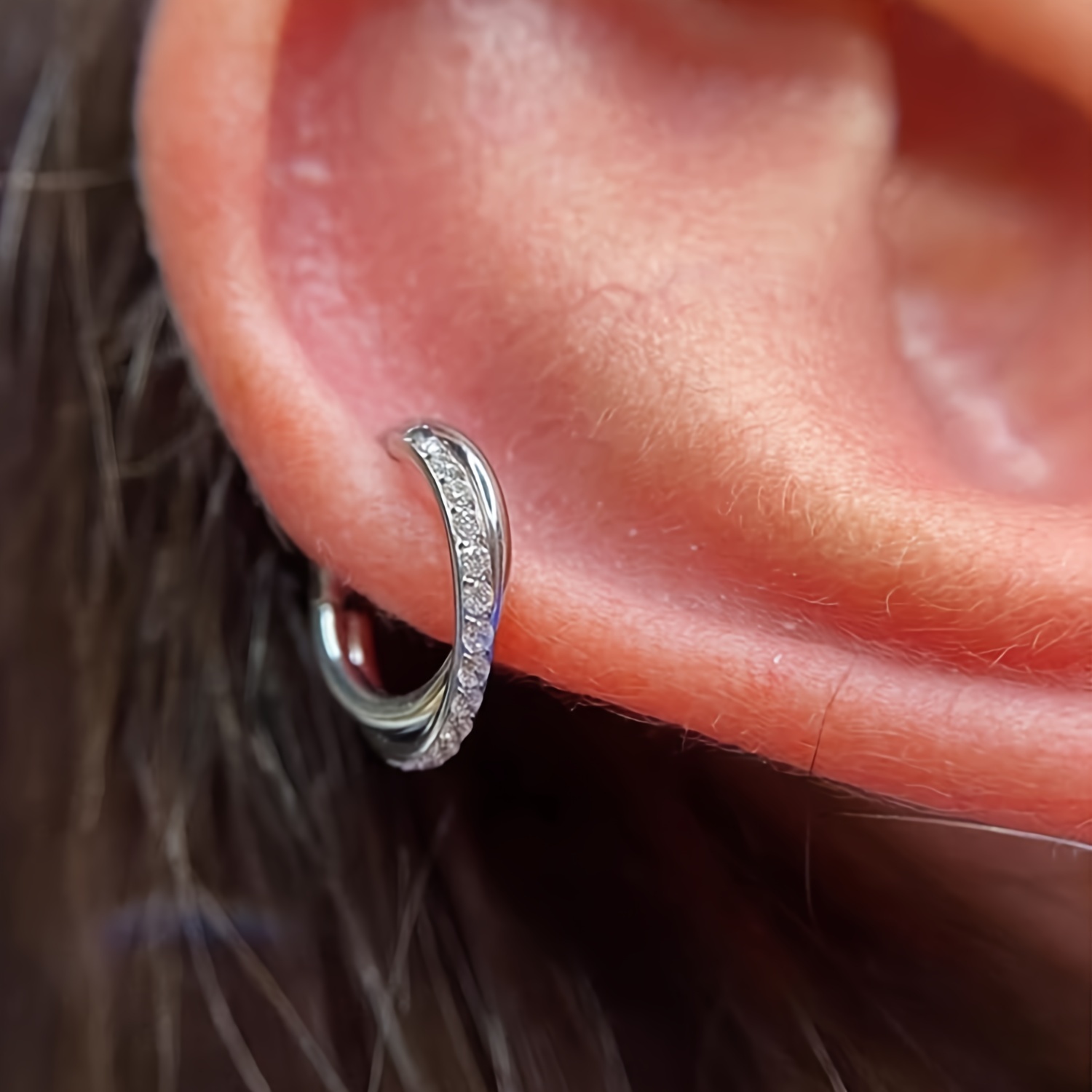 a single cartilage earring hoop suitable conch spiral leaf