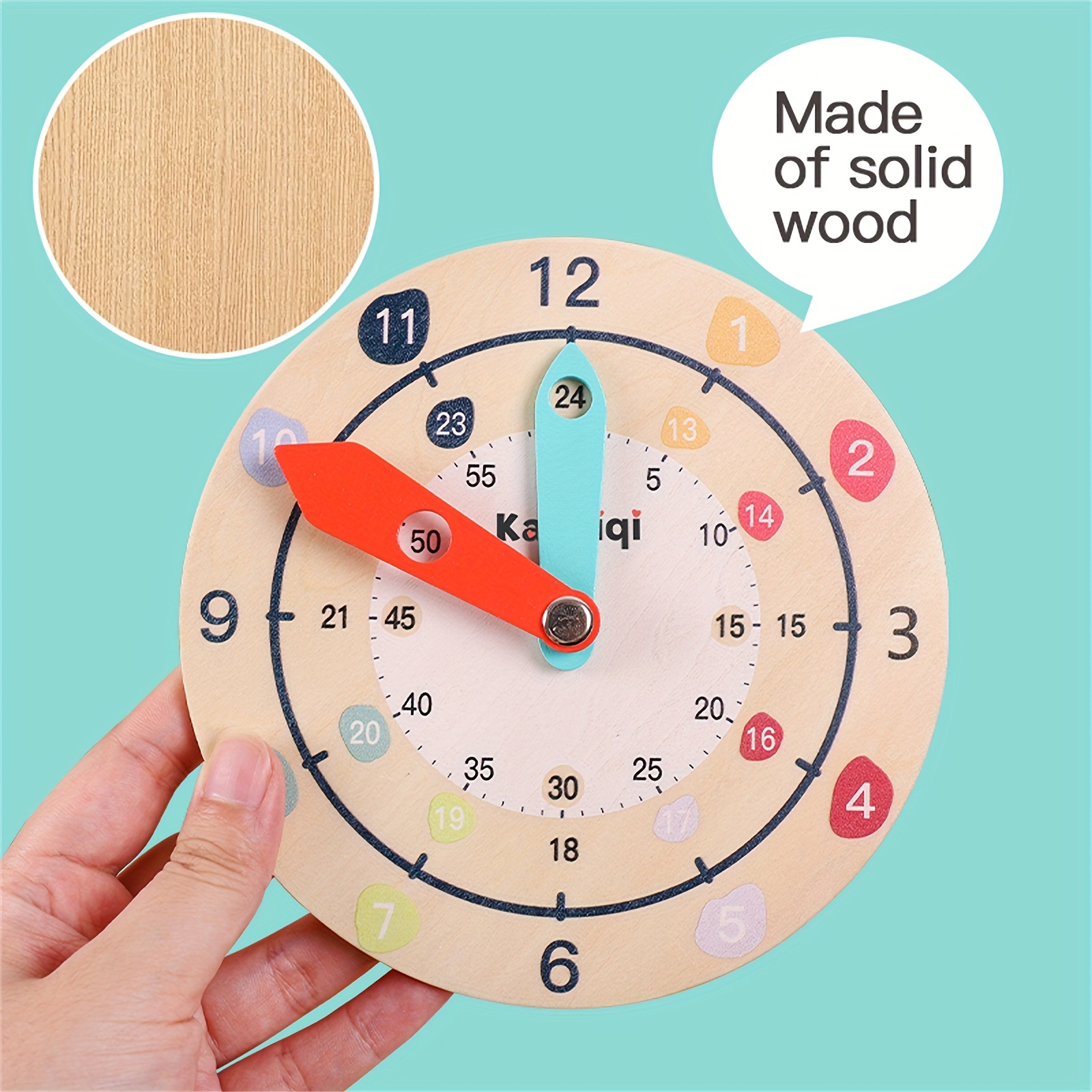 Wooden Clock Puzzles Time Learning Early Education Math Set Kid Jigsaw Play  Toy