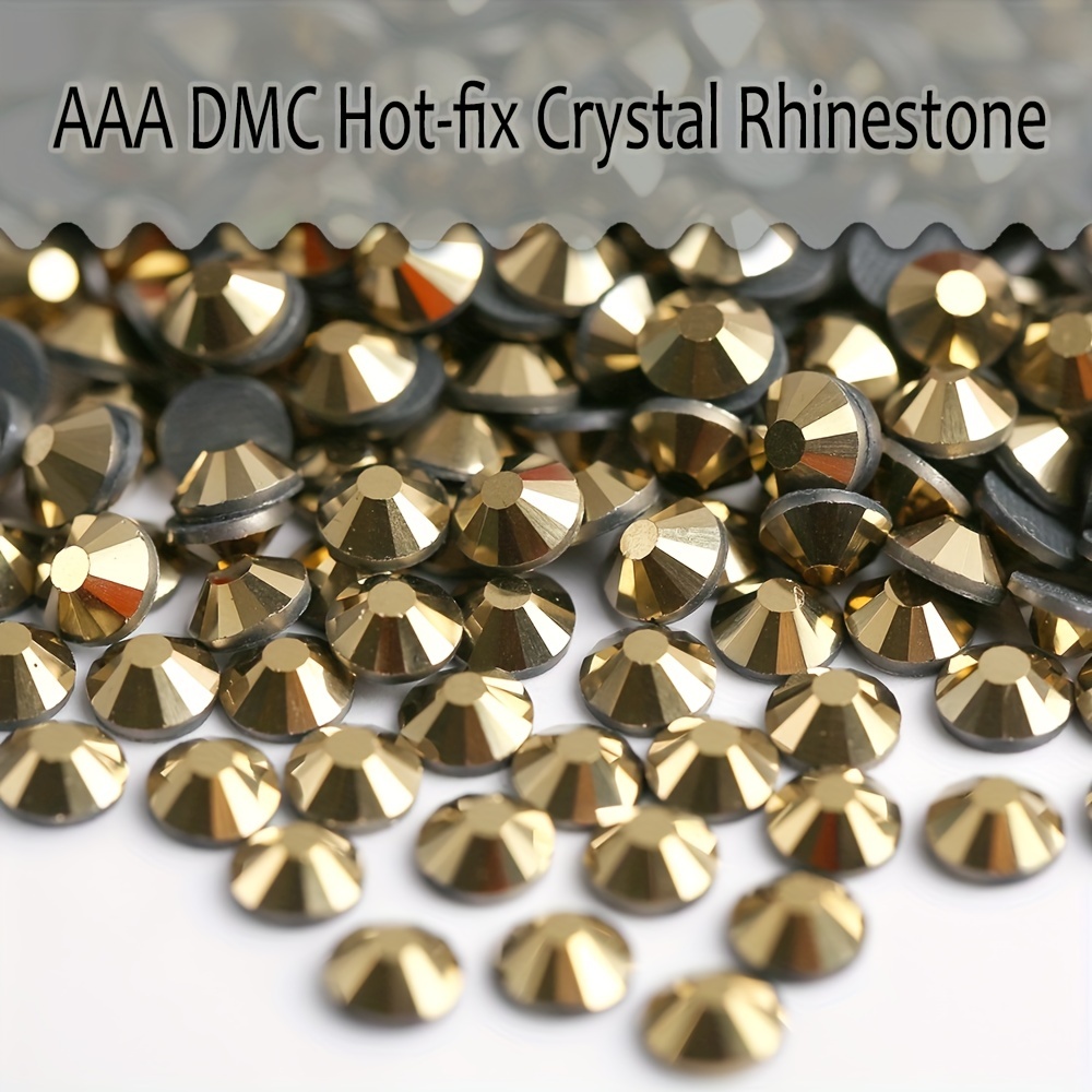 1440PCS Hotfix Crystals Glass Rhinestone, Flatback Hot Fix Round Gems  Crystal Stones for Clothes Crafts (Mine Gold, SS6 2MM)