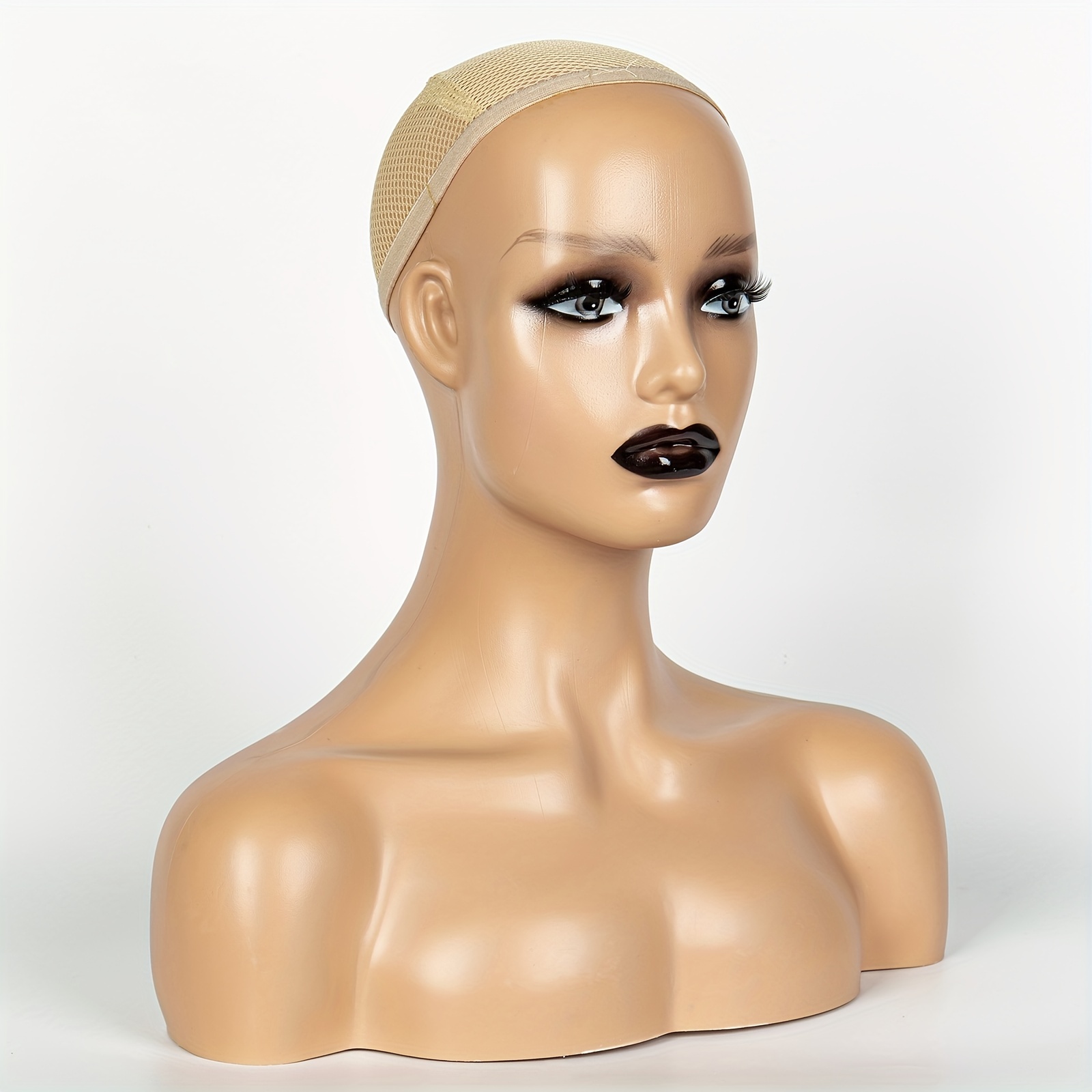 Brown Realistic Mannequin Female Head With Shoulder - Temu