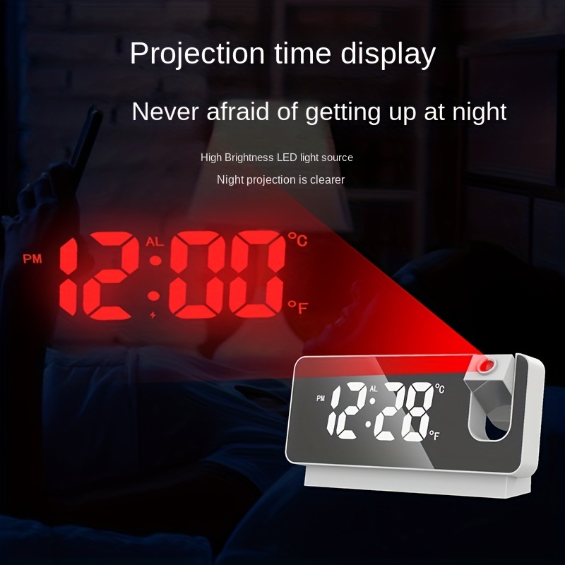Réveil à Projection Plafond Horloge Digitale avec Gradateur D