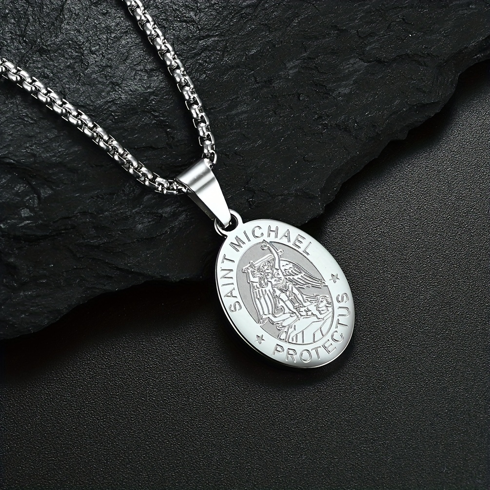 Men's Saint Michael Stainless Steel Pendant Necklace