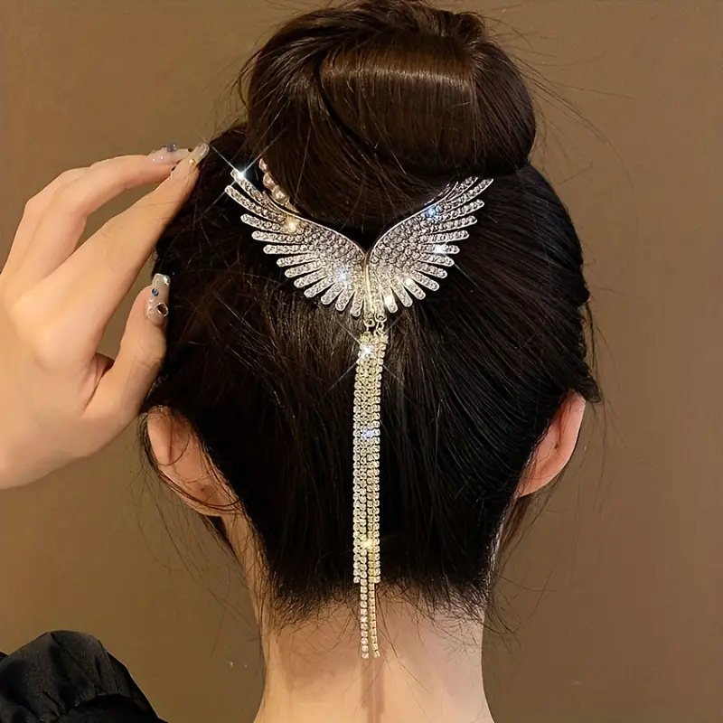 Elegant Angel Wings Tassel Hairpin, Rhinestone Faux Pearls Hairpin For  Women Girls, Wedding Engagement Party Princess Hair Accessories, Ideal  choice f