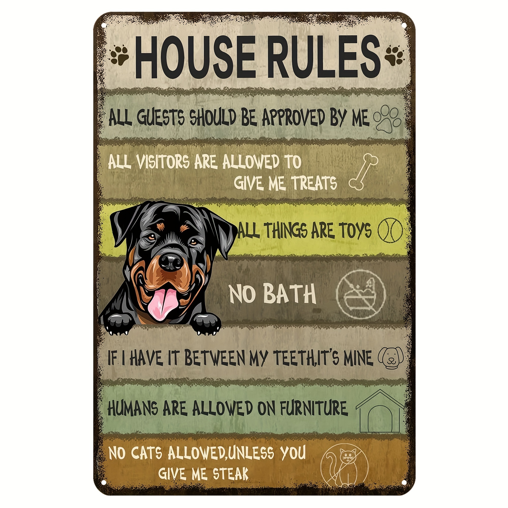 Funny Metal Sign Dog House Rules Retro Decor Home Kitchen Bar Cafe ...