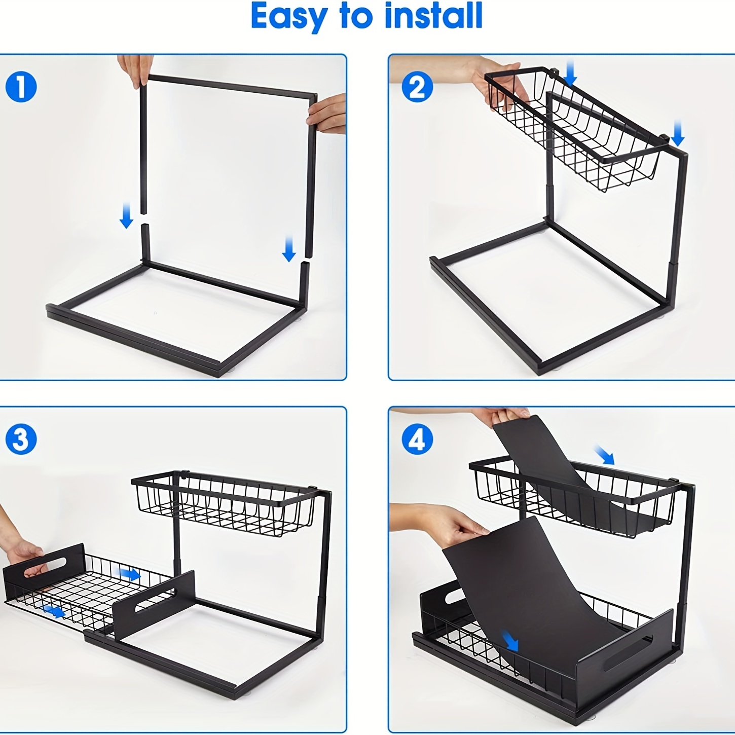 1PC Double Sliding Cabinet Organizer Drawer, Under Sink Organizers and  Storage 2 Tier Easy Access Slide Out Cabinet Organizer, Bathroom Organizer  Under Sink Cabinet Kitchen Organizers and Storage