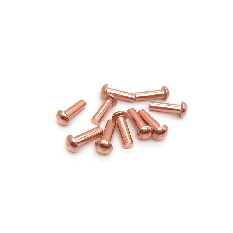MroMax 10Pcs M6 Round Head Copper Solid Rivets Fastener 0.24 Dia