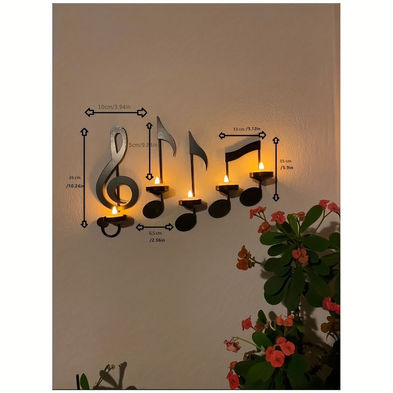 1pc Black Music Note Wall Sconce Vintage Art Musical Note Style