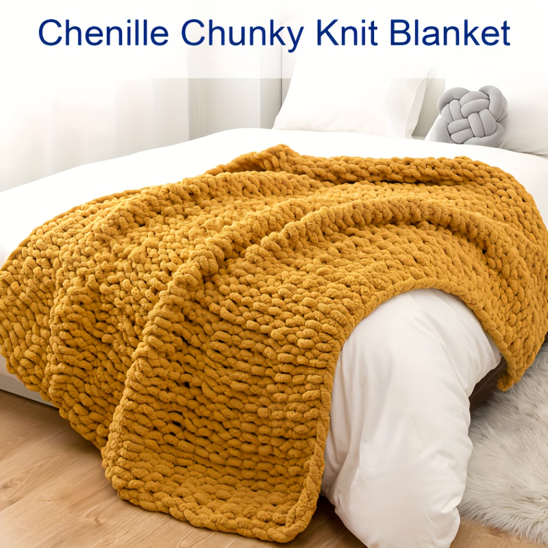 Fluffy Chenille Chunky Blanket Throw, Super Chunky Knitted Blanket, Arm Knit  Blanket Made With Chenille Yarn, Chenille Blanket, Bedspread 