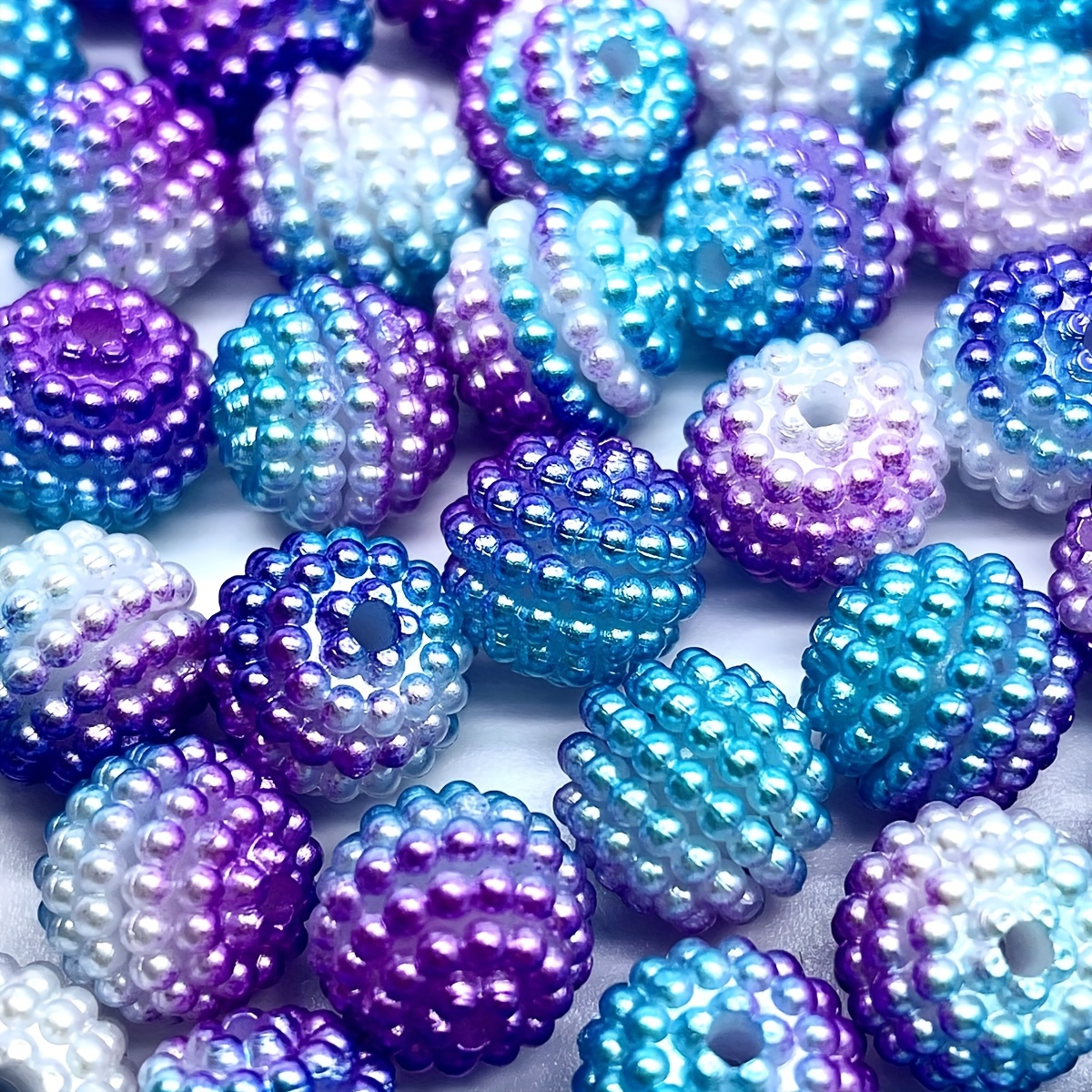 20/40pcs 1 Pack Purple And Blue Gradient Acrylic Straight Hole Bayberry  Beads For Jewelry Making DIY Fashion Bracelet Other Decors Craft Supplies