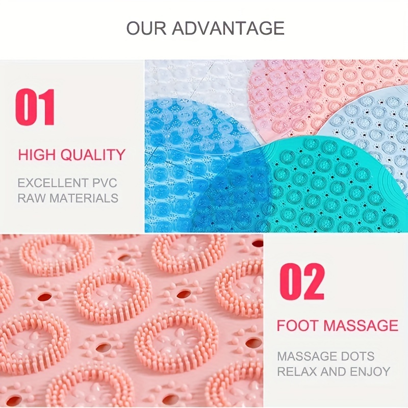 Non Slip Bath Mat Shower Mats With Feet Massage, Eco-friendly Pvc