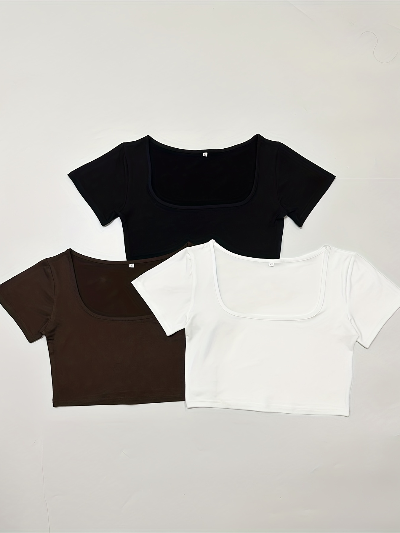 Paquete 3 Camisetas Cortas Básicas Ajustadas Camisetas Color - Temu
