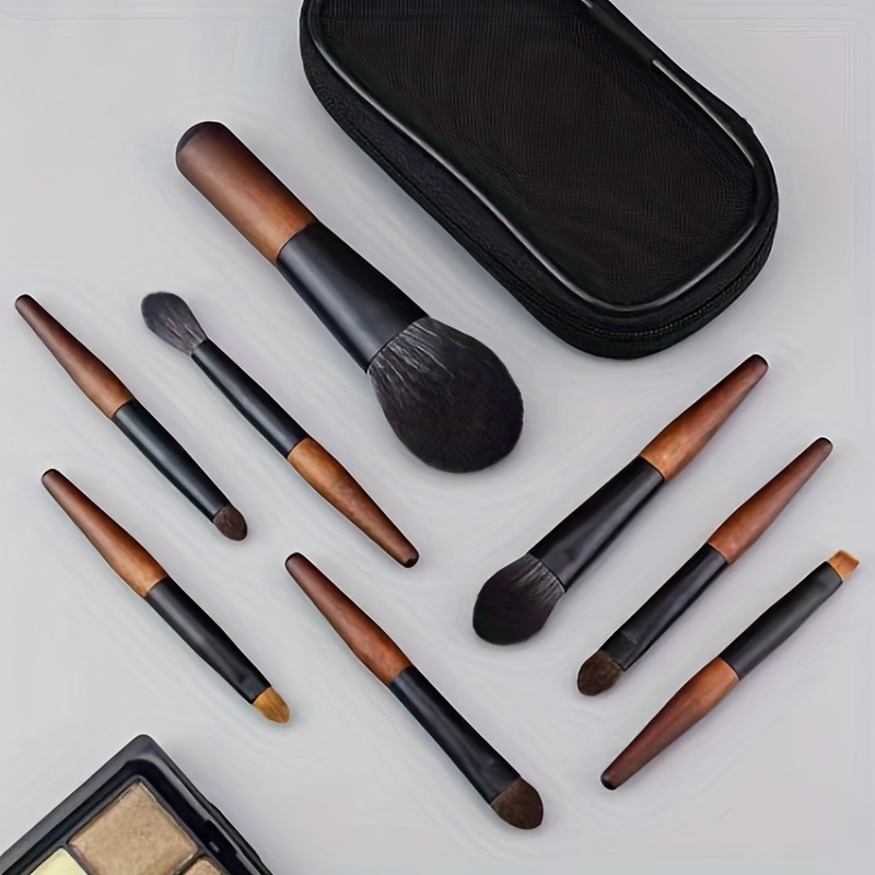 8 pzas Juego Mini Brochas Maquillaje Estuche Brochas - Temu