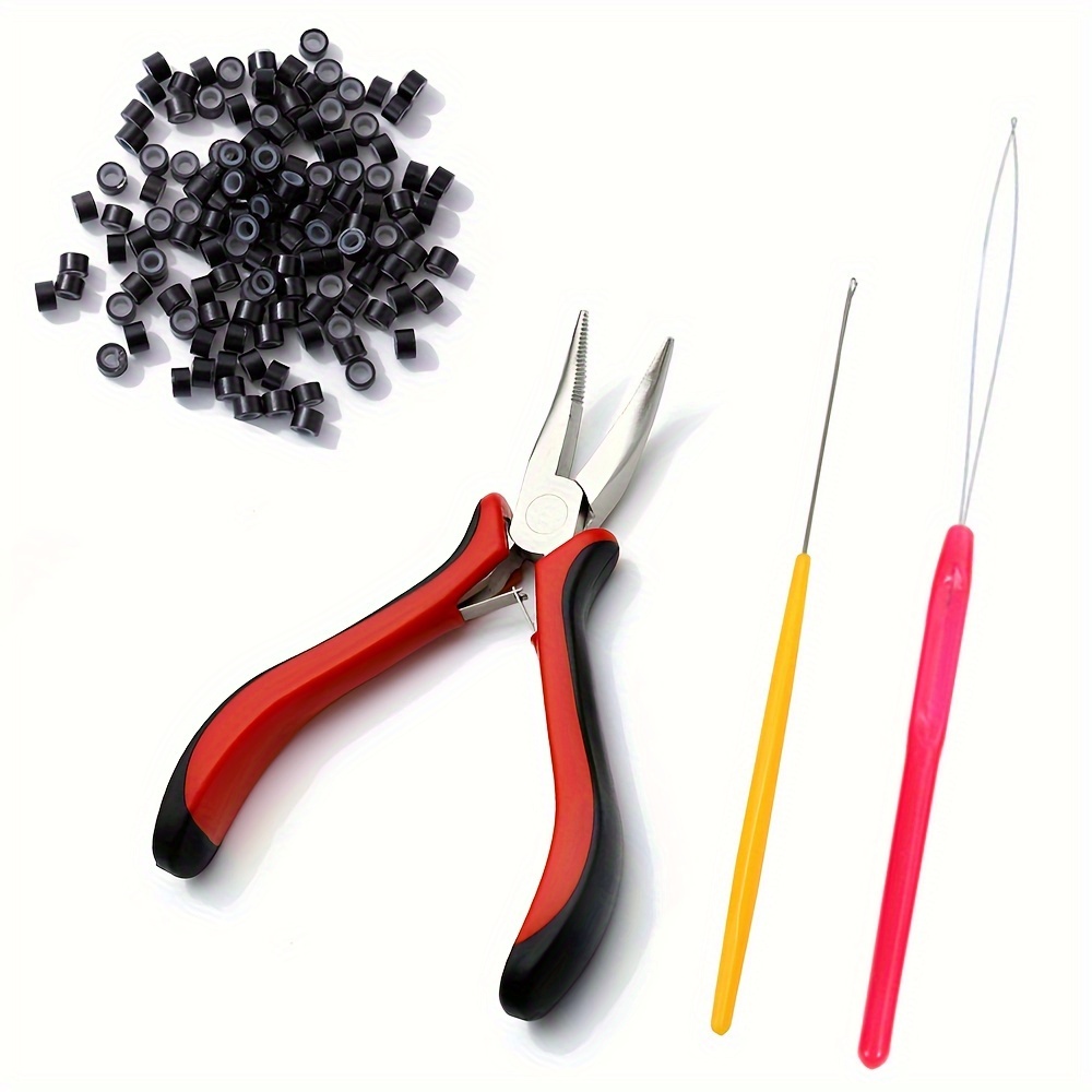 Hair Extensions Tool Kit Pliers Micro Rings Hook - Temu
