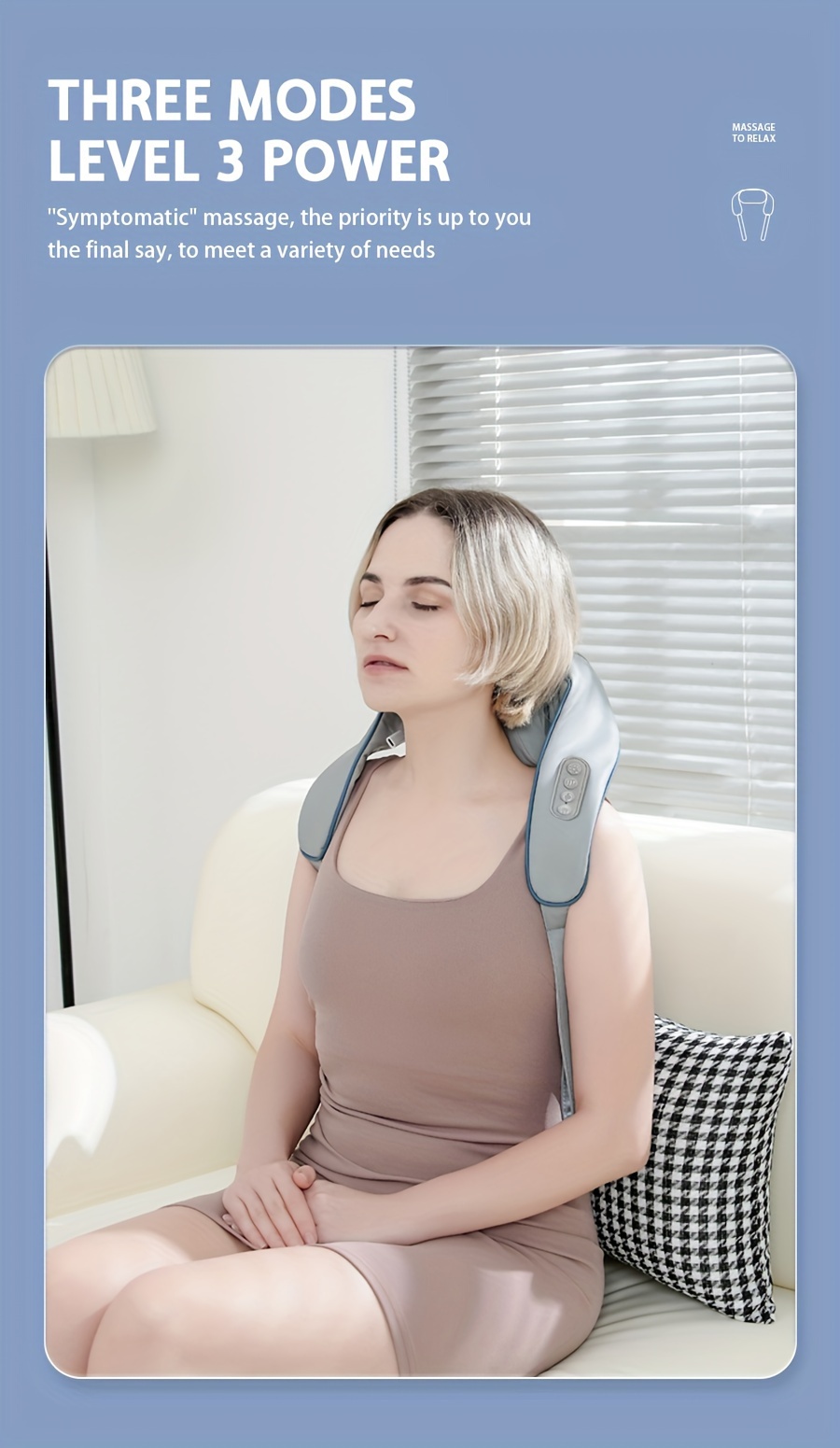 3 Modes Relaxing Massage Electric Back and Neck Massager Pain