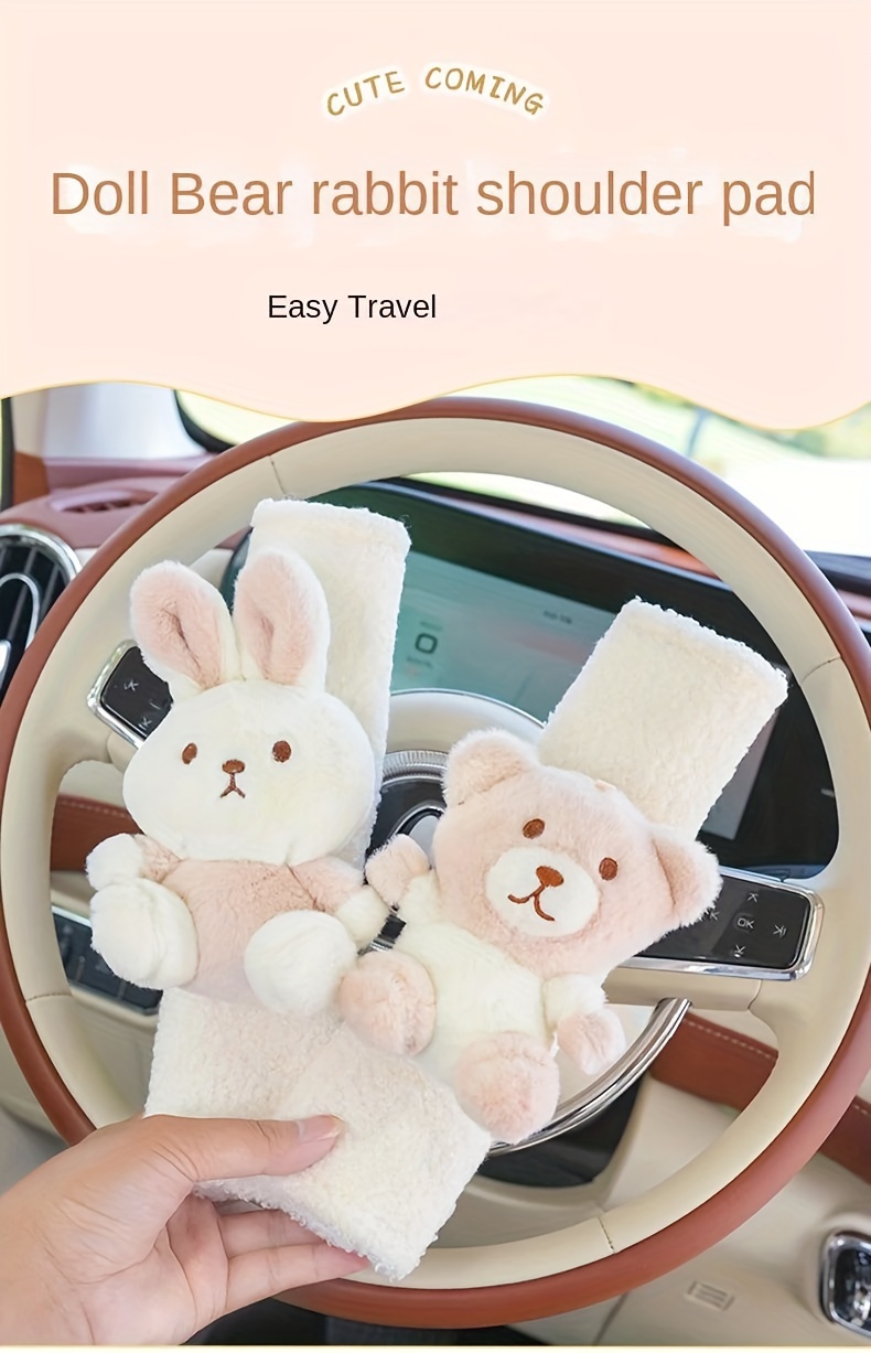Cute Cartoon Animal Car Seat Belt Cover Soft Padded Seat - Temu