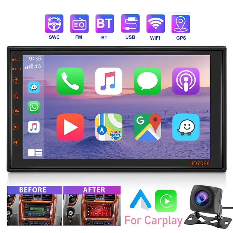 2 Din For Android System Autoradio 7 Car Stereo Radio, For Carplay Android  Auto With GPS WIFI BT FM RDS Mirror Link Function Car Multimedia Player